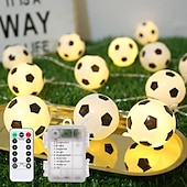 cheap Battery String Lights-1pc Waterproof Football String Light with Remote Control, Euro Cup Football/Baseball/Rugby/Basketball/ String Light 3M-20Leds Indoor and Outdoor Atmosphere Decoration Light String Beer Festival
