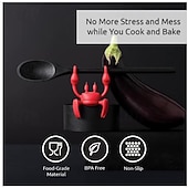 abordables Ustensiles et gadgets de cuisine-Repose-ustensiles en silicone en forme de crabe, support de cuillère en forme de crabe, clip de support d'ustensiles de cuillère résistant à la chaleur, support d'ustensiles de gril de cuisine, repose-cuillère en silicone pour cuisinière, cadeaux de cuisi