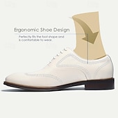 cheap Classic Dress Shoes-Stylish Men&#039;s White Dress Derby Shoes with Brogue Detailing - Ideal for Formal and Business Wear