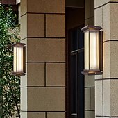cheap Outdoor Wall Lights-LED Outdoor Wall Lights Warm White 22cm Single Head Coffee Gold 20W Rainproof Wall Mounted Lighting with Striped Acrylic Shade Porch Lights for House Garage Patio Lamp 110-240V
