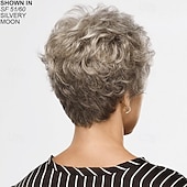 abordables perruque plus âgée-Perruque de mode pour femmes, cheveux synthétiques argentés, perruques courtes bouclées, perruques synthétiques naturelles moelleuses pour usage quotidien de fête