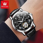 abordables Relojes mecánicos-OLEVS Hombre Relojes Mecánico Moda Reloj Casual Reloj de Muñeca Cuerda Automática Luminoso Calendario Fecha Semana Piel Reloj