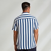 economico Camicie Elite da Uomo-Per uomo Camicia Camicia casual Camicia da Spiaggia Camicia con Bottoni Blu Azzurro Manica Corta A righe Collo ripiegato Colletto a Camicia Feste Casual Bottoni Abbigliamento Quotidiano Casual