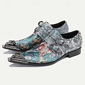 cheap Elemental Dress Shoes-Men's Floral Embroidered Buckle Monk Strap Dress Shoes with Metal Toe Cap - Premium Cowhide Leather, Ideal for Formal Events