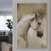 billiga Abstrakta målningar-oljemålning handgjord handmålad väggkonst abstrakt häst canvas målning heminredning dekor sträckt ram redo att hänga