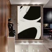 abordables Peintures Abstraites-grande peinture à l&#039;huile de texture abstraite faite à la main art mural peint à la main peinture à l&#039;huile de texture art mural abstrait noir et blanc peinture blanche noire art mural moderne