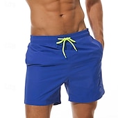 baratos shorts de natação masculinos-Homens Bermuda de Surf Shorts de Natação Calção Justo de Natação Com Cordão Cintura elástica Tecido Conforto Secagem Rápida Curto Feriado Praia Final de semana Moda Casual Azul Céu Preto