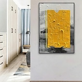 abordables Peintures à l&#039;huile-peint à la main rouge jaune peinture à l&#039;huile abstraite sur toile peinture à l&#039;huile moderne faite à la main peint à la main rouge jaune grande peinture à l&#039;huile mur art peinture pour la décoration