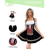 olcso Dirndl-Női Karneváli Oktoberfest Dirndl Sör Jelmez Ing és Köténnyel Bajor Wiesn Hagyományos Stílusban