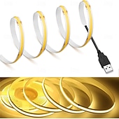economico Strisce luminose USB-DC 5v usb cob strip 320leds/m nastro flessibile corda striscia luce bianco caldo bianco naturale lampada da notte tv retroilluminazione striscia led 1m 2m 3m 4m 5m decorazioni per la casa