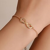 abordables Bracelets et bracelets rigides-Bracelet Femme Fantaisie Mode Infini Elégant Mode Le style mignon Luxe Bracelet Bijoux Argent Dorée Rond pour Soirée Rendez-vous Plage