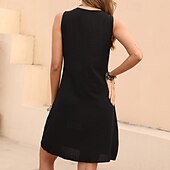 abordables Robes Bohémiennes-Femmes Mini Robe Robe Décontractée Mode Moderne Robe élégante Mancheron Mariage Quotidien Date Coupe régulière Fleuri Broderie Sans manches Col en V Noir Été