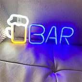 Недорогие Неоновые LED огни-Светодиодная неоновая лента для бара Октоберфест, теплая белая бело-фиолетовая вывеска осветит ваше лето с помощью этой предварительно освещенной светодиодной вывески для бара, идеально подходящей для наружного и настенного декора.