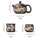 cheap Drinkware-Color-Changing Teapot Set Dragon &amp; Phoenix Zisha Chinese Loong Gift - Heat Sensitive Kung Fu Tea Set with Teapot and Cups, Business Gift