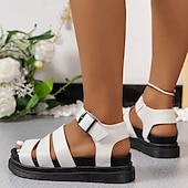 cheap Casual Sandals-Women&#039;s Black Gladiator Sandals – Chunky Platform Summer Shoes with Adjustable Straps, Stylish &amp; Comfortable for Casual Outings &amp; Beach Wear