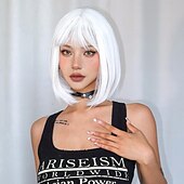 economico Parrucche trendy sintetiche-Parrucche sintetiche Uniformi Costumi di carriera Da principessa Liscio Kinky liscia Parte di mezzo Taglio scalato A macchina Parrucca 12 pollici Bianco Capelli sintetici Per donna Cosplay Feste Di