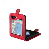 cheap Samsung Cases-Phone Case For Samsung Galaxy Z Flip 5 Z Flip 4 Z Flip 3 Back Cover with Stand Holder Card Slot Shockproof Retro TPU PU Leather