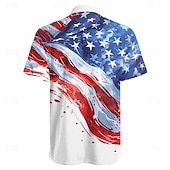  День независимости США Муж. 4 июля — 250-летие США Американский / США Американский флаг Кнопка рубашка С короткими рукавами Курортный стиль Повседневные на открытом воздухе Праздники Лето Отложной
