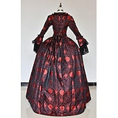 billige Kjoler-Rokoko Victoriansk Renessanse Gulvlengde Kjoler Party-kostyme Maskerade Store størrelser Normal Puffermer Kjegle Erme Prinsesse Blonder Slitasje Årgang Ballkjole Firkantet hals Kostyme Dame Royal Jul