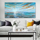 economico Quadri astratti-dipinto a olio fatto a mano su tela decorazione della parete di arte struttura moderna tramonto spiaggia paesaggio astratto per soggiorno decorazioni per la casa arrotolato senza cornice pittura non