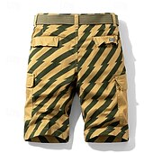 billige Klassisk-Herre Taktiske shorts Cargoshorts Shorts Knapper Multi lomme Stripe Anvendelig Knelengde utendørs Daglig Camping &amp; Vandring Mote Klassisk Svart Militærgrønn