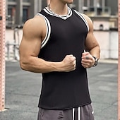 voordelige Hardloop T-shirts en Tanktops-Voor heren Training tanktop Hardlooptanktop Fitness tanktop Lapwerk Mouwloos Ves / Mouwloos Casual Sportkleding Effen Sneldrogend Zacht Ademend Sportschooltraining Wandelen Joggen Sportkleding