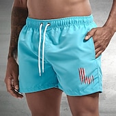 baratos shorts de natação masculinos-Homens Bermuda de Surf Shorts de Natação Calção Justo de Natação Com Cordão com forro de malha Cintura elástica Bandeiras Conforto Secagem Rápida Curto Feriado Praia Final de semana Moda Casual Preto