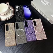 cheap Samsung Cases-Phone Case For Samsung Galaxy Z Fold 5 Z Fold 4 Z Fold 3 Back Cover Magnetic Adsorption Magnetic Bling Glitter Shiny Shockproof Color Gradient PC
