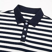preiswerte Herren Elite Polo-Herren Polo Strick-Polopullover Geschäft Lässig Revers Kurzarm Modern Formell Gestreift Horizontale Streifen Knöpfe Sommer Marineblau Polo