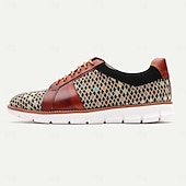 preiswerte Premium Leder Sneaker-Gewebte mehrfarbige Schnürsneaker für Herren – stylische Freizeitschuhe mit Akzenten aus hochwertigem Rindsleder