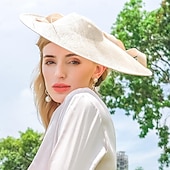 billige Partyhatter-pannebånd hatter lin bowler / cloche lue bøtte lue solhatt bryllup teselskap elegant bryllup med fjær sløyfe hodeplagg hodeplagg