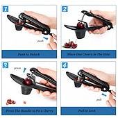 cheap Fruit &amp; Vegetable Tools-Cherry Pitter - Stainless Steel Cherries Corer Pitter Tool with Hand-held Push Design, Save Time &amp; Space for Making Cherry Jam with Lock Design