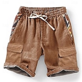 baratos Retro Vintage &amp; Ética-Homens Geométrica Impressão 3D Calção Shorts de verão Shorts casuais Cintura Média Estilo Étnico Retro Vintage Casual Diário Feriado Bolsos Com Cordão Cintura elástica Designer Roupa