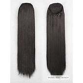 baratos Rabos-de-Cavalo-Com Cordão Rabos-de-Cavalo Ajustável / corda trançada Cabelo Sintético Pedaço de cabelo Alongamento Liso 26 polegadas Roupa Diária