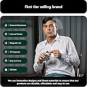 billiga Rökningsutrustning-cigarettfodral i aluminiumlegering, 20-kapacitet, fukt- och krosstålig, unik present för män, konstruktion av metall aluminiumlegering snygg kreativ