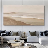 billiga Oljemålningar-oljemålning wabi sabi målning handmålad stor beige konst brun 3d minimalistisk målning på duk brun 3d textur väggkonst neutral beige båge gipsmålning