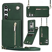 cheap Samsung Cases-Phone Case For Samsung Galaxy S24 S23 S22 S21 S20 Ultra Plus FE S25 Ultra Back Cover Wallet Case Zipper with Lanyard Kickstand Retro TPU PU Leather