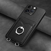 economico Cover per iPhone-telefono Custodia Per iPhone16 iPhone 15 Pro Max Plus iPhone 14 13 12 11 Pro Max Plus Mini SE Per retro Supporto ad anello Slot per schede Resistente agli urti Retrò TPU Metallo pelle sintetica