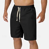 baratos Shorts de moletom-Homens Shorts de moletom Calção Shorts de verão Bolsos Com Cordão Cintura elástica Tecido Conforto Curto Esportes Diário Para Noite Moda Casual Preto Verde Micro-Elástica