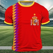 cheap Sports Gym T shirts-Men&#039;s Flag Spain T shirt Short Sleeve T shirt 3D Print Crew Neck Shirt Outdoor Athleisure White Red Summer Spring Clothing Apparel S M L XL XXL XXXL