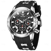 cheap Quartz Watches-OLEVS Men Quartz Watch Outdoor Sports Fashion Wristwatch Luminous Calendar Chronograph Waterproof Silicone Gel Watch