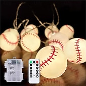 cheap Battery String Lights-1pc Waterproof Football String Light with Remote Control, Euro Cup Football/Baseball/Rugby/Basketball/ String Light 3M-20Leds Indoor and Outdoor Atmosphere Decoration Light String Beer Festival