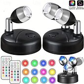 billige skap lys-13 farger rgb bildelys led trådløs skap spotlight med fjernkontroll batteridrevet vinkel justerbar atmosfære nattlampe galleri korridor gang stue soverom dekorasjon 1stk