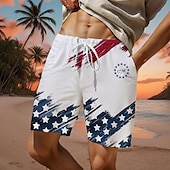 abordables Impression de Drapeau-Homme Drapeau Drapeau Américain Drapeau national Shorts de bain Shorts de Surf Caleçons de Bain Taille Moyenne Mode Streetwear Designer Occasionnel Quotidien Fête Avec Poches Cordon de serrage Taille