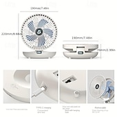 levne Vnitřní osvětlení-přenosný nástěnný stolní ventilátor-3 rychlosti, tichý bezkomutátorový motor, stolní malý ventilátor usb typ-c nabíjení, skládací vzduchový chladič pro domácnost, kancelář a cestování 1ks