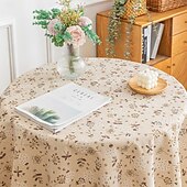 abordables Nappes-Nappe à franges 100% coton avec pompon plante florale