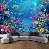 cheap Animal Tapestries-Wall Tapestry Art Decor Blanket Curtain Picnic Tablecloth Hanging Home Bedroom Living Room Dorm Decoration Animal Fish Underwater World