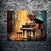 economico Ritratti-pittura a olio astratta per pianoforte fatta a mano su tela di arte della parete pianoforte pittura di arte arte della parete pciture per i musicisti pianista pittura a olio di opere d'arte pianoforte