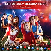 abordables Luces de velas-24 piezas de luz de té sin llama día de la independencia luz de vela electrónica luz roja blanca azul 4 de julio luz votiva LED intermitente patriótica cuatro de julio día conmemorativo del trabajo de