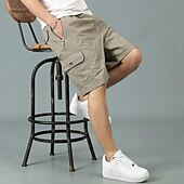 baratos Clássico-Homens Shorts táticos Bermuda Cargo Calção Com Cordão Cintura elástica Bolso multi Tecido Vestível Comprimento do joelho Ao ar livre Diário Acampar e Caminhar Moda Clássico Preto Amarelo